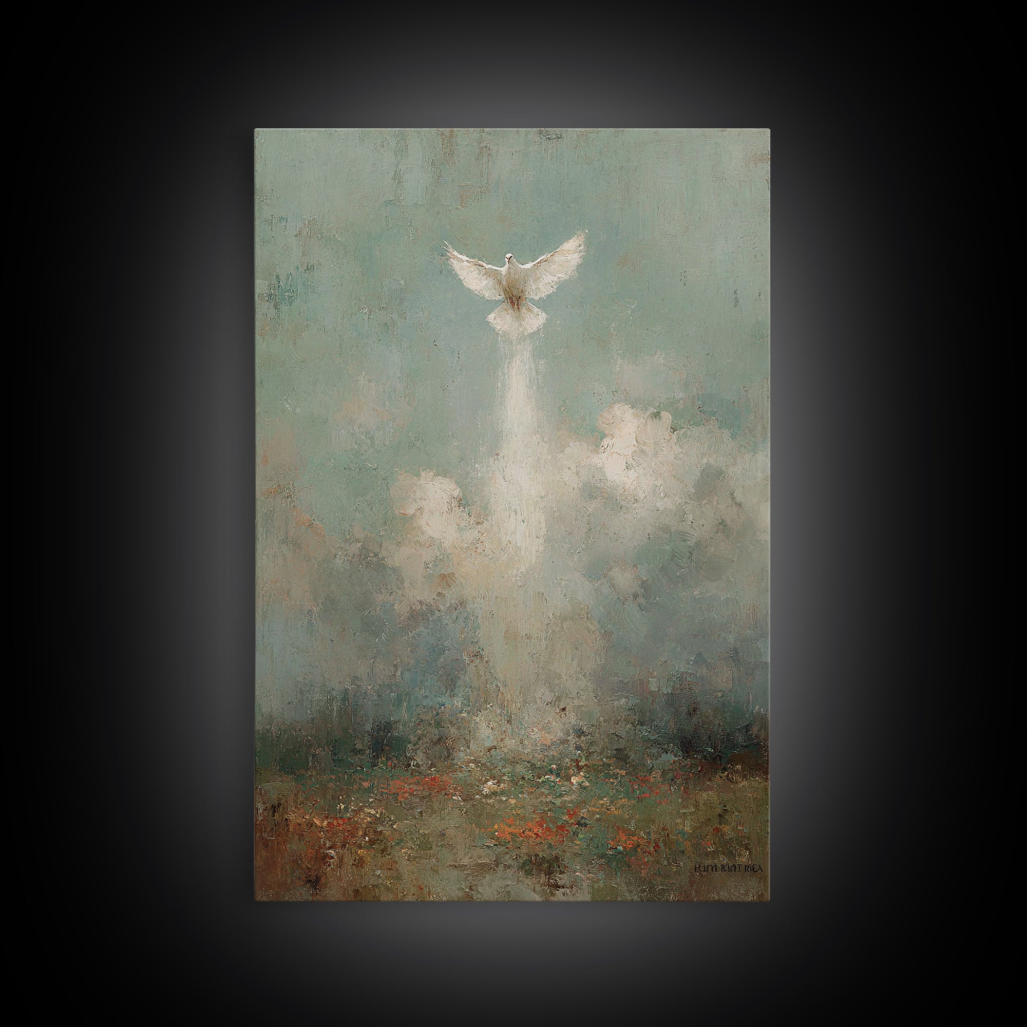 Rising Peace, Framed Canvas Print, Christian Art Canvas, Christian Wall Art, Christian Christmas Art, Unique Christian Art, Moody Christian