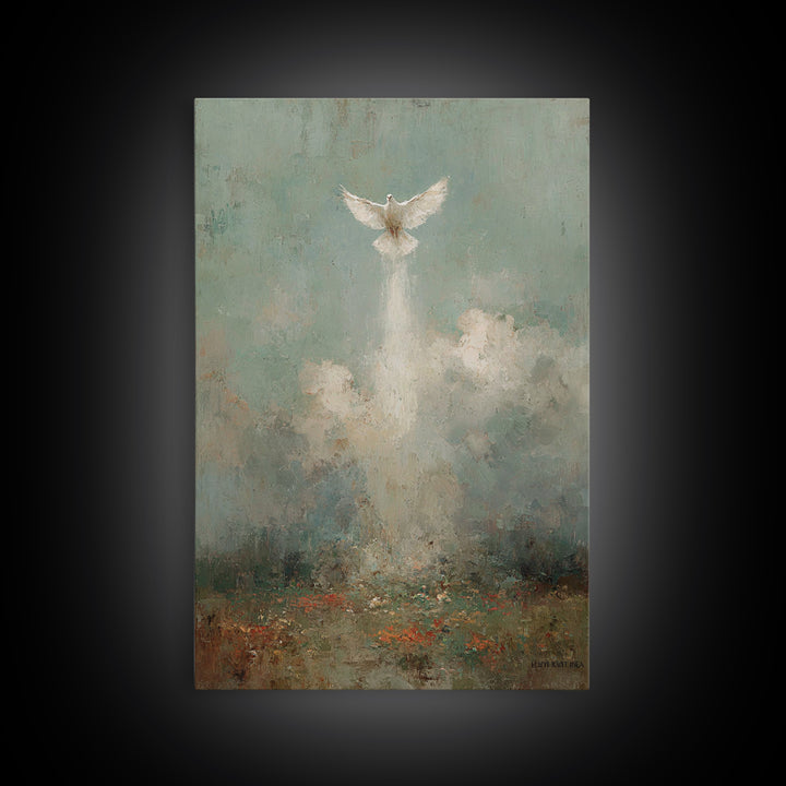 Rising Peace, Framed Canvas Print, Christian Art Canvas, Christian Wall Art, Christian Christmas Art, Unique Christian Art, Moody Christian