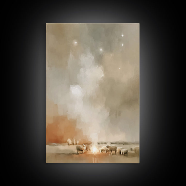 Silent Star Rising – Framed Canvas Print – Christian Wall Art – Christmas Art – Christian Art Canvas – Vintage Christian Art – Christian Ch