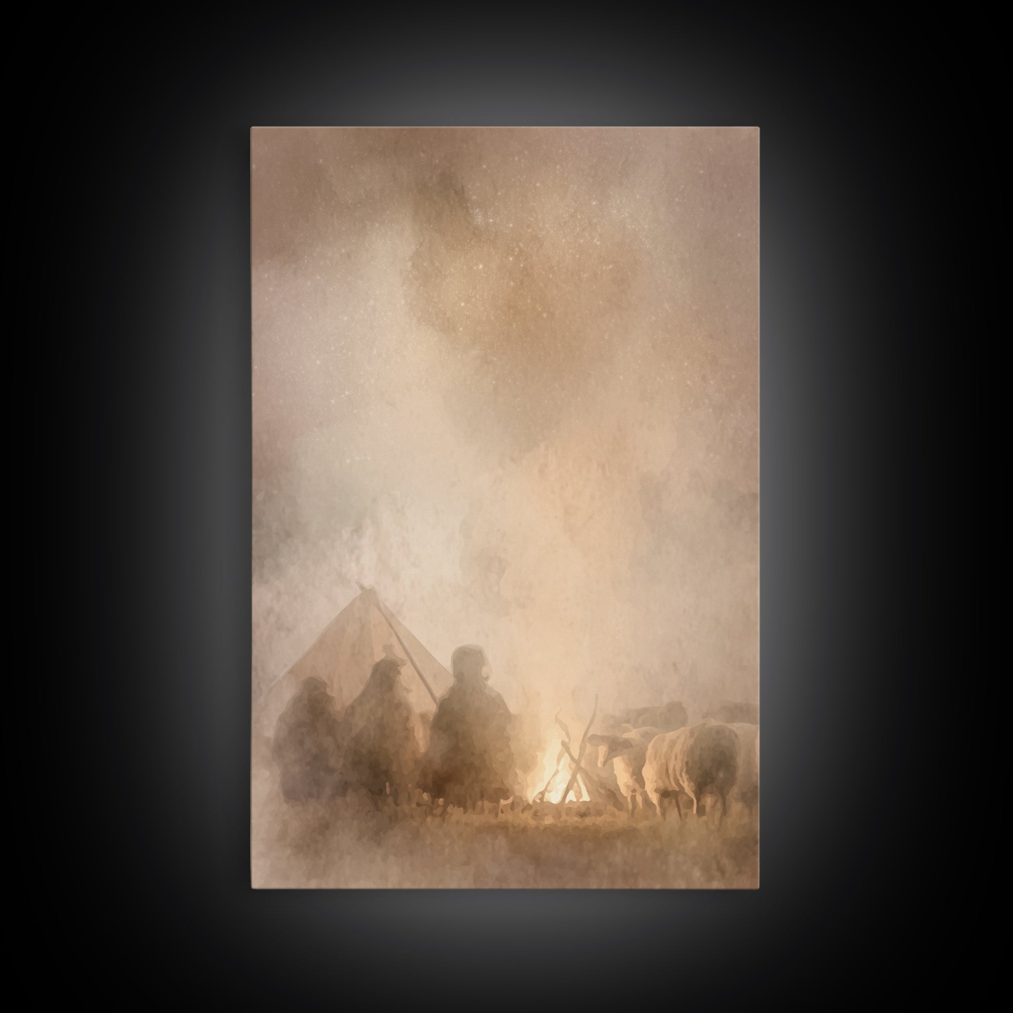 Shepherds Of Light – Framed Canvas Print – Christian Wall Art – Christian Art Canvas – Jesus Christmas Art – Pastoral Scenery – Christmas A