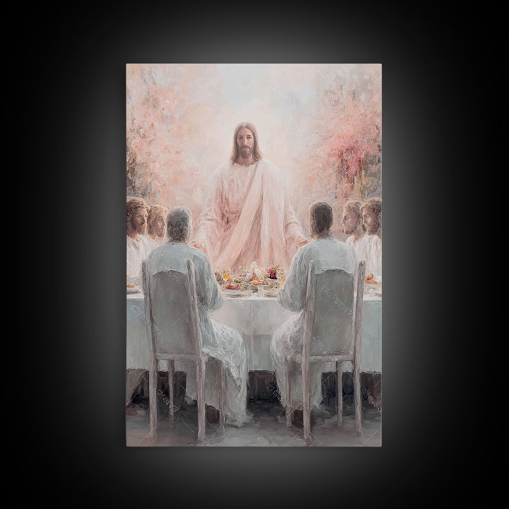 Light Of Communion – Framed Canvas Print – Christian Art Canvas – Christian Painting – Christian Wall Art – Jesus Christmas Art – Vintage C