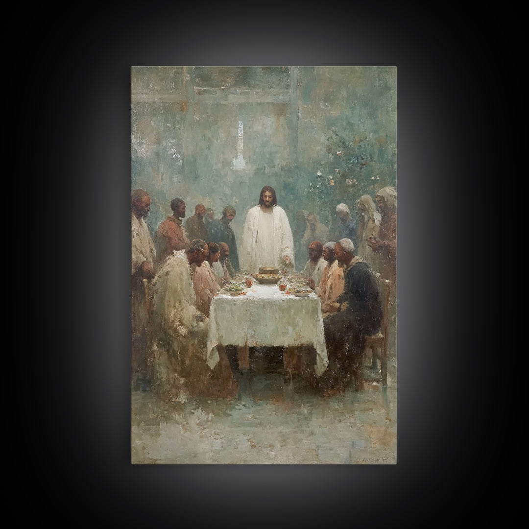 Garden Supper Peace – Framed Canvas Print – Christian Art Canvas – Jesus Painting – Christian Wall Art – Christian Christmas Art – Moody Ch