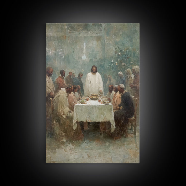 Garden Supper Peace – Framed Canvas Print – Christian Art Canvas – Jesus Painting – Christian Wall Art – Christian Christmas Art – Moody Ch