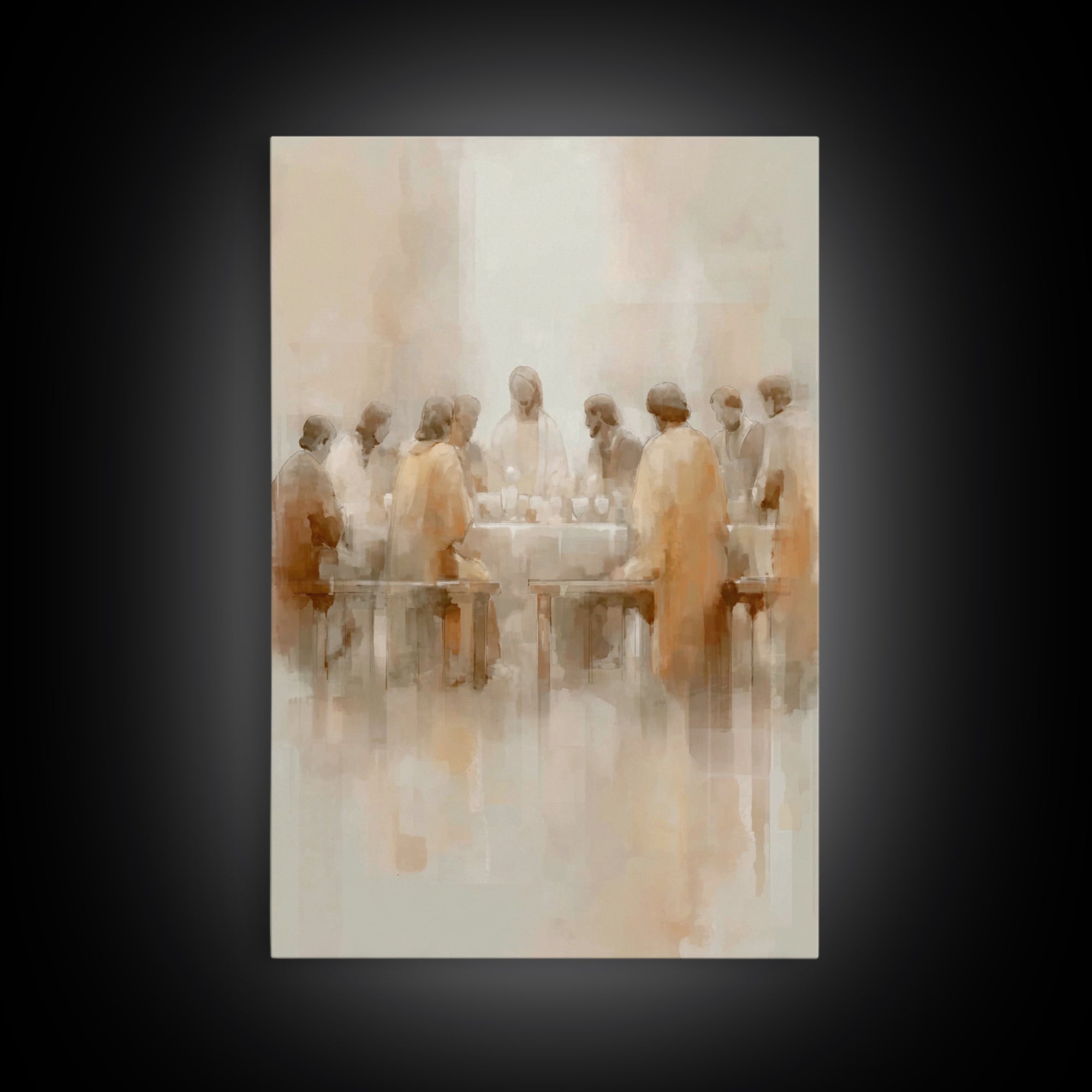 Holy Feast Circle – Framed Canvas Print – Christian Painting – Christian Wall Art – Jesus Art Print – Christian Art Canvas – Vintage Christ
