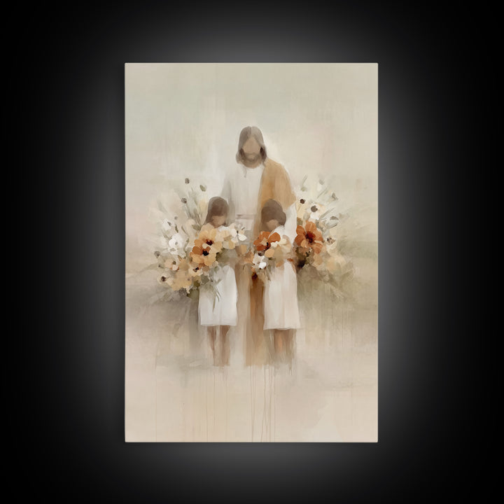 Garden Of Blessing | Framed Canvas Print | Christian Art Canvas | Jesus Art Print | Minimalist Christian Art | Christian Wall Art | Christi