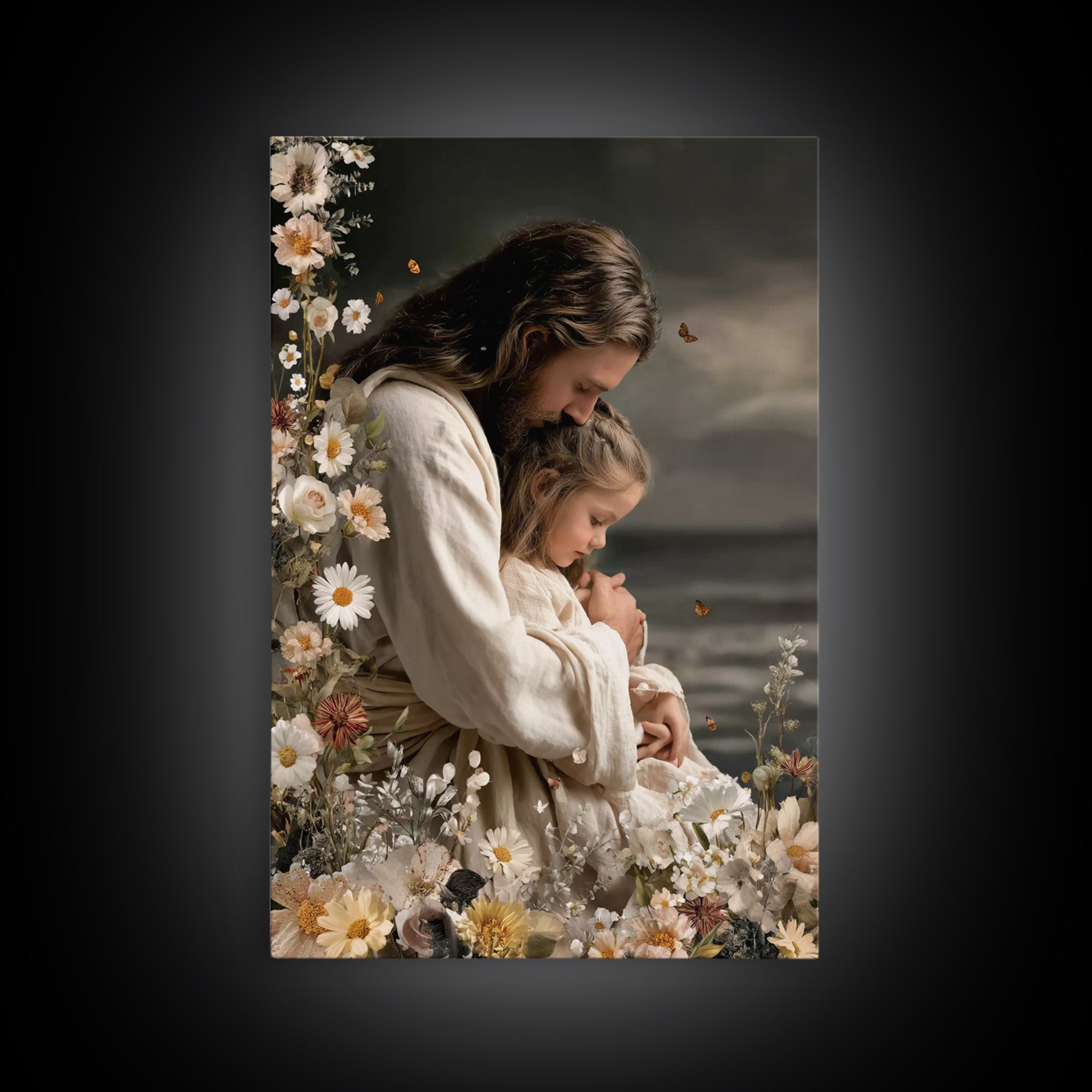 Gentle Comfort – Framed Canvas Print – Jesus Painting – Christian Wall Art – Christian Art Canvas – Subtle Christian Art – Christian Gift I