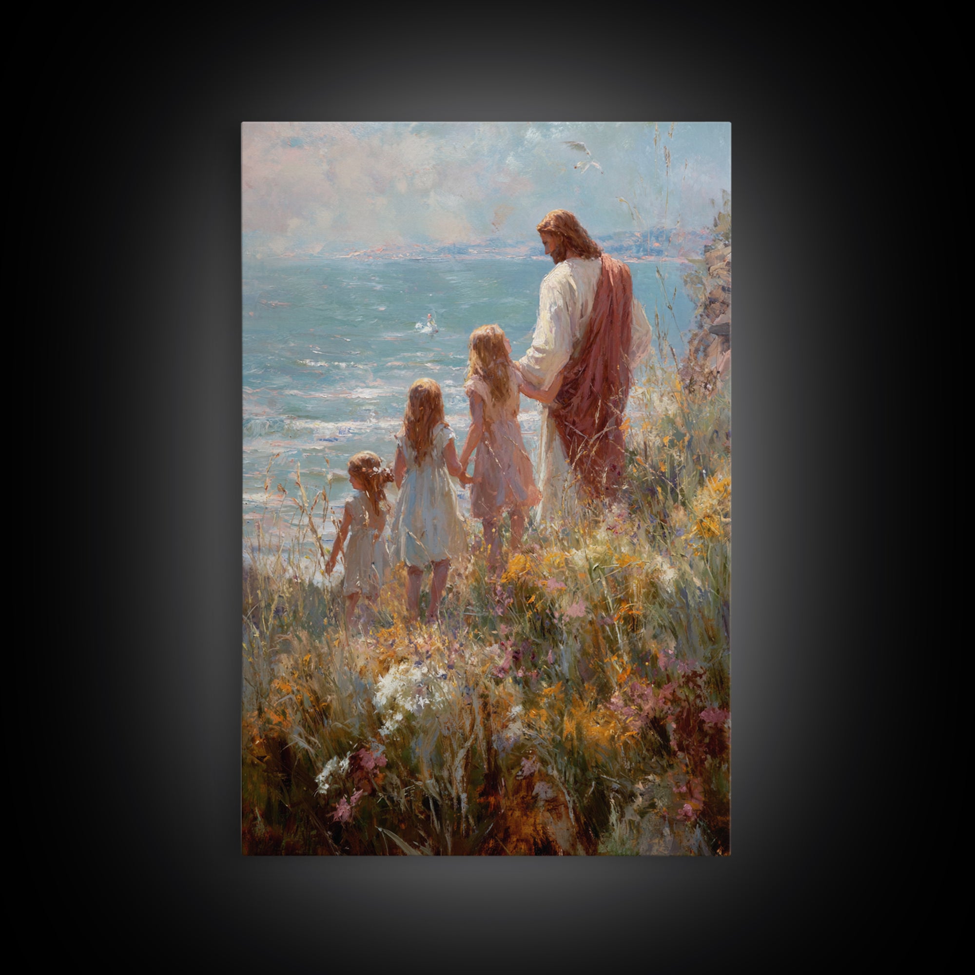 Shoreline Promise | Framed Canvas Print | Christian Wall Art | Jesus Art Print | Christian Art Canvas | Modern Christian Art | Christian Pa