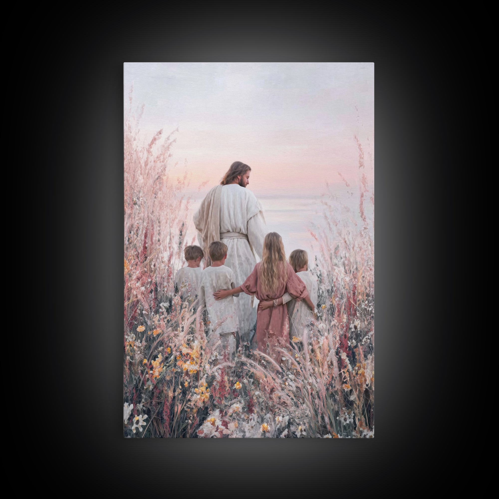 Pastel Horizon Light, Framed Canvas Print, Christian Wall Art, Jesus Art Print, Christian Art Canvas, Christian Painting, Modern Christian