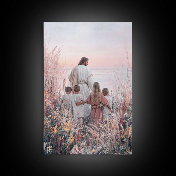 Pastel Horizon Light, Framed Canvas Print, Christian Wall Art, Jesus Art Print, Christian Art Canvas, Christian Painting, Modern Christian