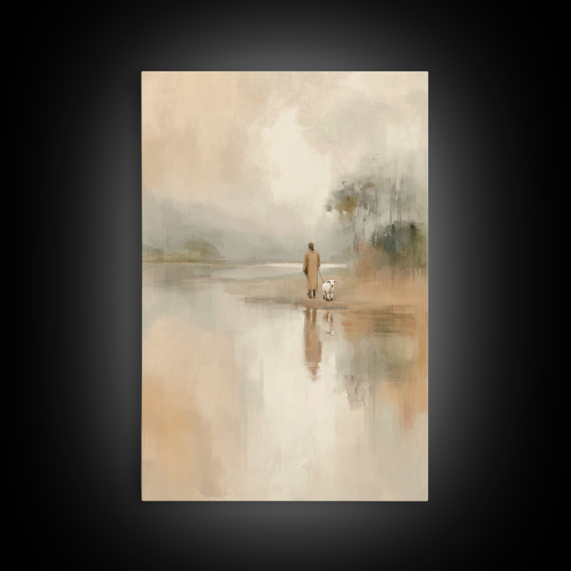 Quiet Shepherd Path – Framed Canvas Print – Christian Wall Art – Christian Art Canvas – Jesus Painting – Subtle Christian Art – Christmas A