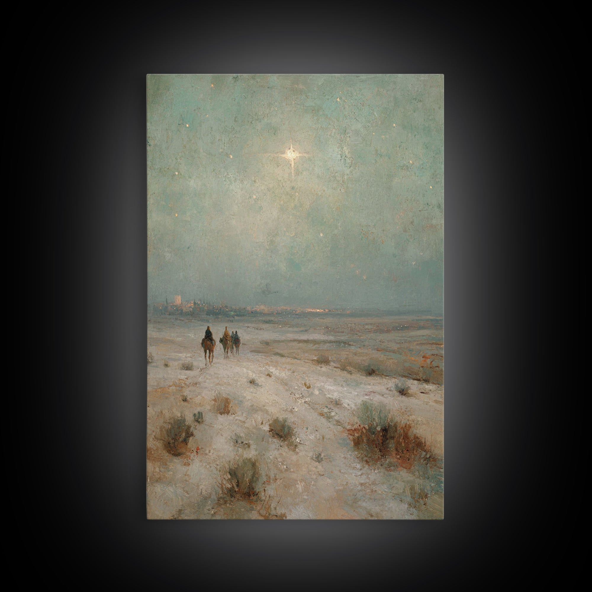 Three Kings Journey | Framed Canvas Print | Christmas Art | Christian Wall Art | Christian Art Canvas | Christian Christmas Art | Vintage C