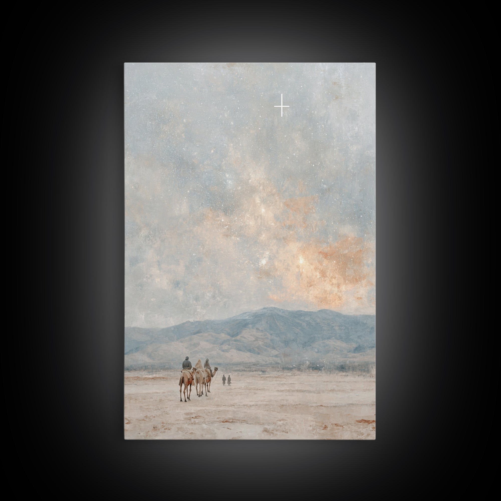 Starry Pilgrims Journey – Framed Canvas Print – Christian Wall Art – Christian Art Canvas – Christmas Art – Christian Christmas Art – Uniqu