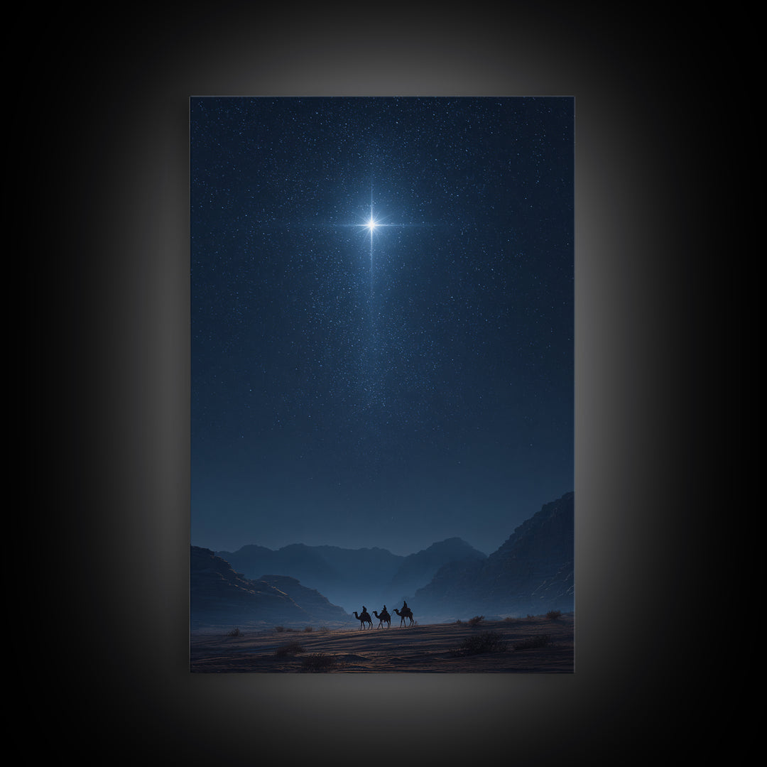 Night Of The Star, Framed Canvas Print, Christmas Art, Christian Wall Art, Christian Art Canvas, Modern Christian Art, Christian Christmas