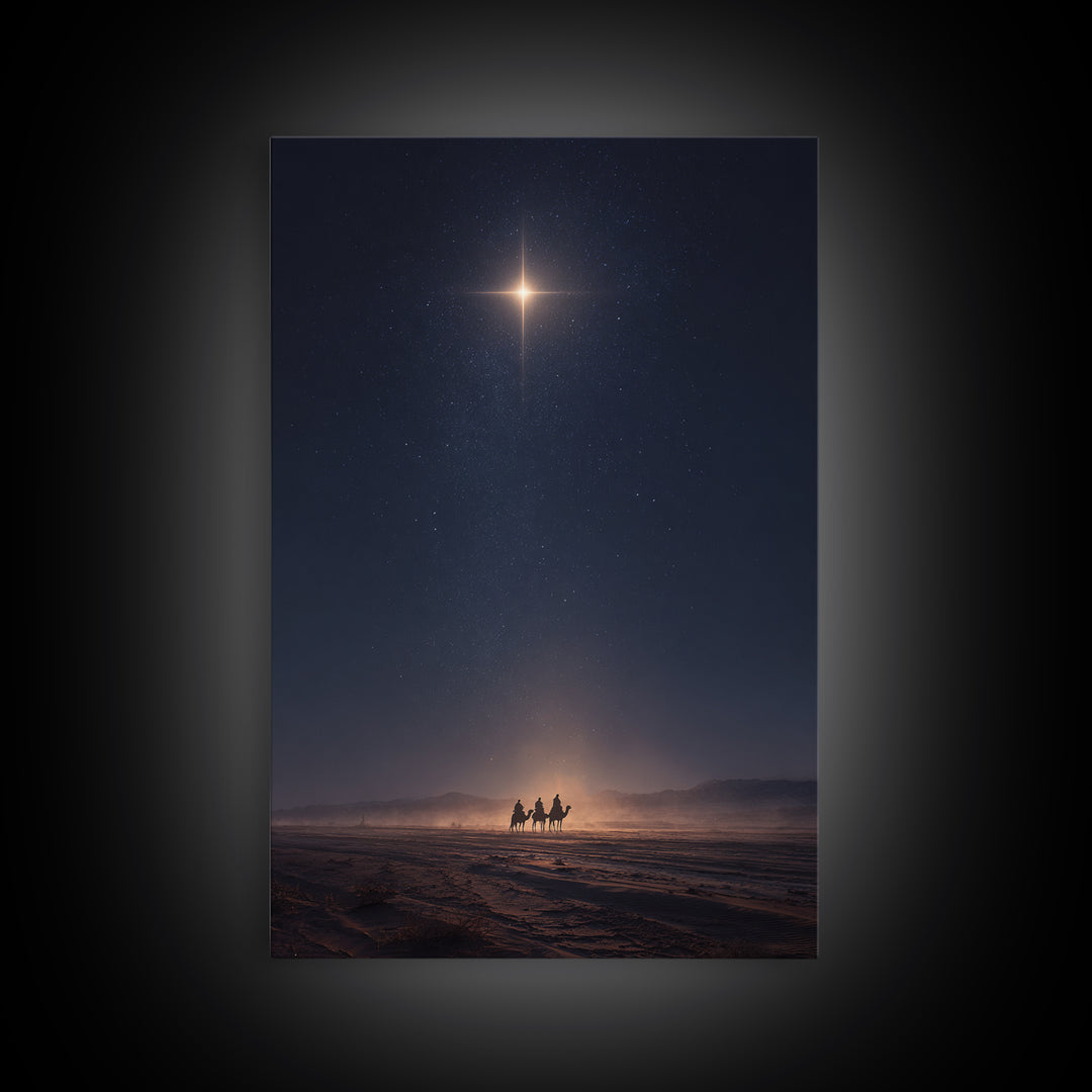 Bethlehem Night Glow – Framed Canvas Print – Christmas Art – Christian Art Canvas – Christian Wall Art – Modern Christian Art – Christian C