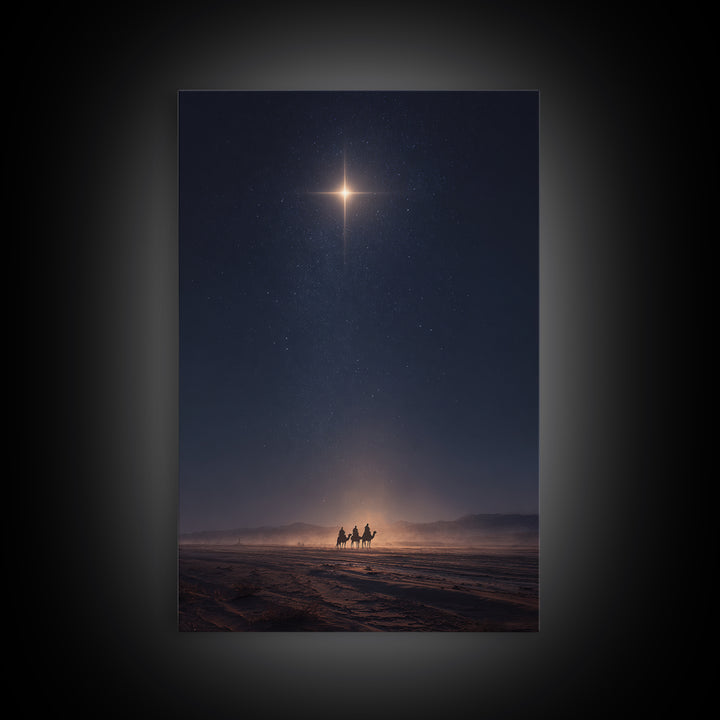 Bethlehem Night Glow – Framed Canvas Print – Christmas Art – Christian Art Canvas – Christian Wall Art – Modern Christian Art – Christian C