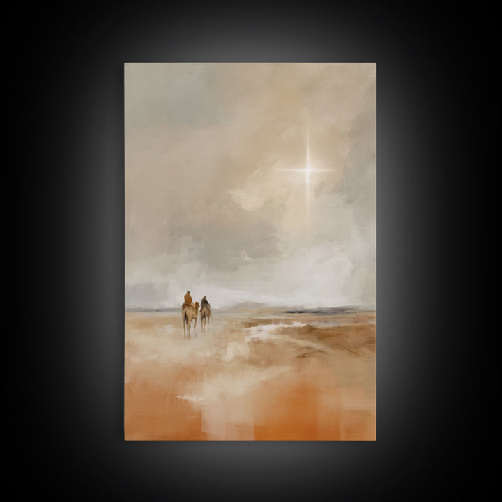Desert Star Path, Framed Canvas Print, Christian Art Canvas, Christmas Art, Christian Wall Art, Minimalist Christian Art, Christian Christm
