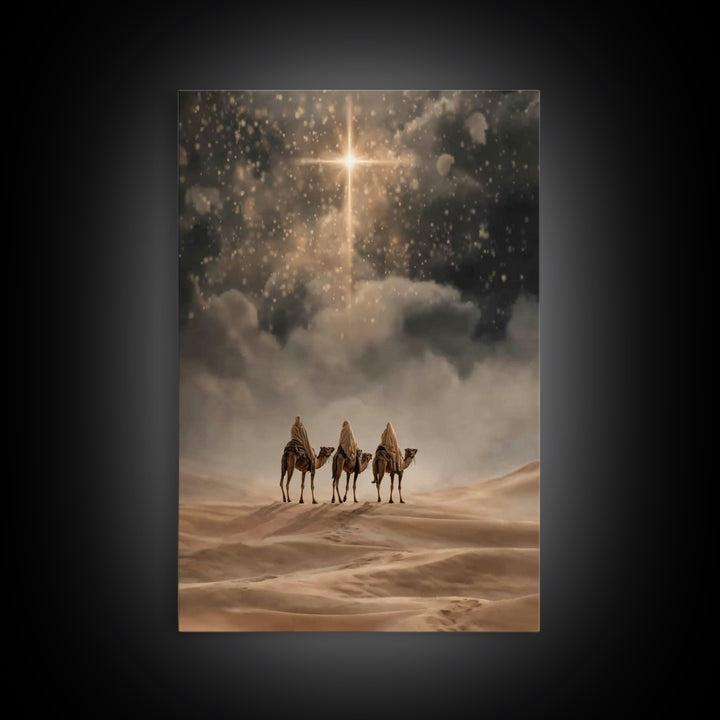 Three Gifts Journey | Framed Canvas Print | Christmas Art | Christian Art Canvas | Christian Wall Art | Vintage Christmas Art | Christian C