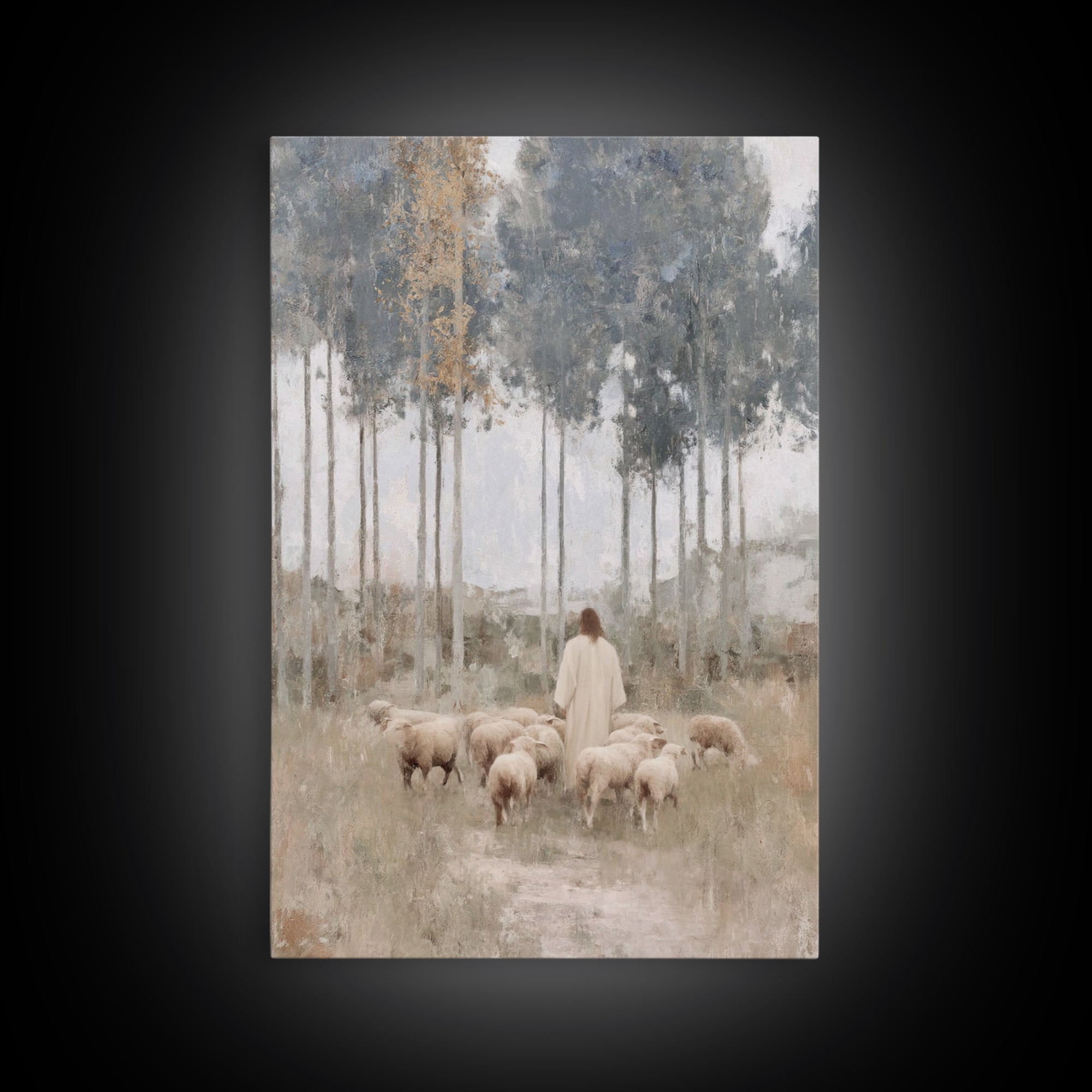 Quiet Shepherd Woods, Framed Canvas Print, Christian Art Canvas, Christian Art, Christian Wall Art, Minimalist Christian Art, Christian Pai