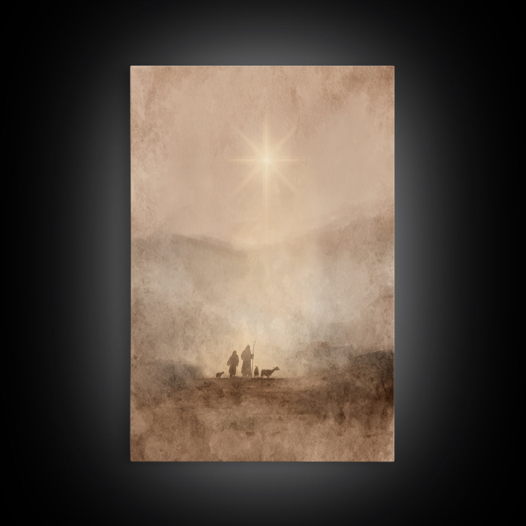 Desert Star Rise – Framed Canvas Print – Christian Christmas Art – Christmas Art Prints – Christian Art Canvas – Christian Wall Art