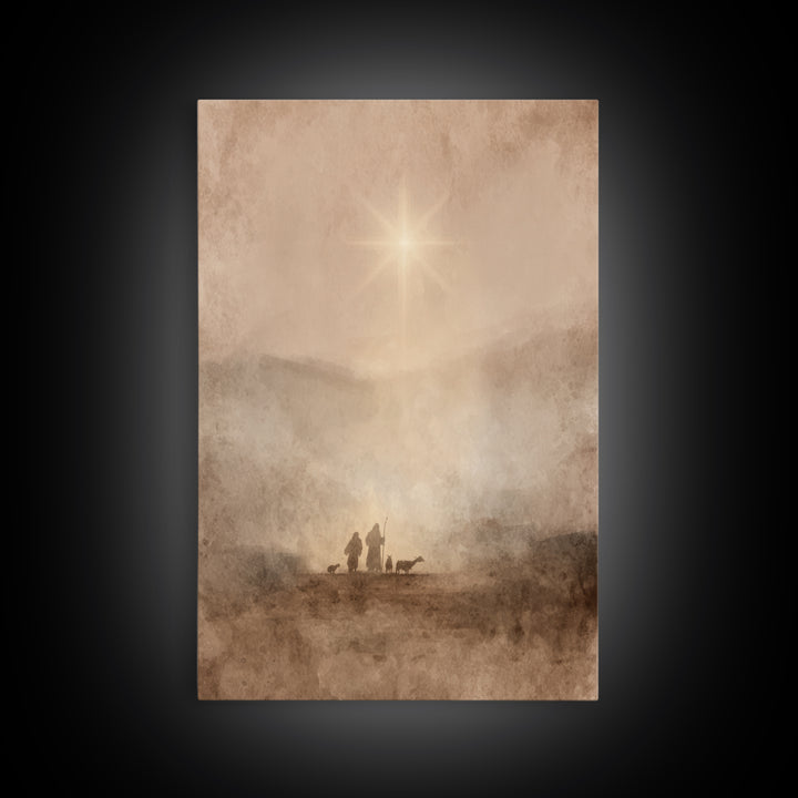 Desert Star Rise – Framed Canvas Print – Christian Christmas Art – Christmas Art Prints – Christian Art Canvas – Christian Wall Art