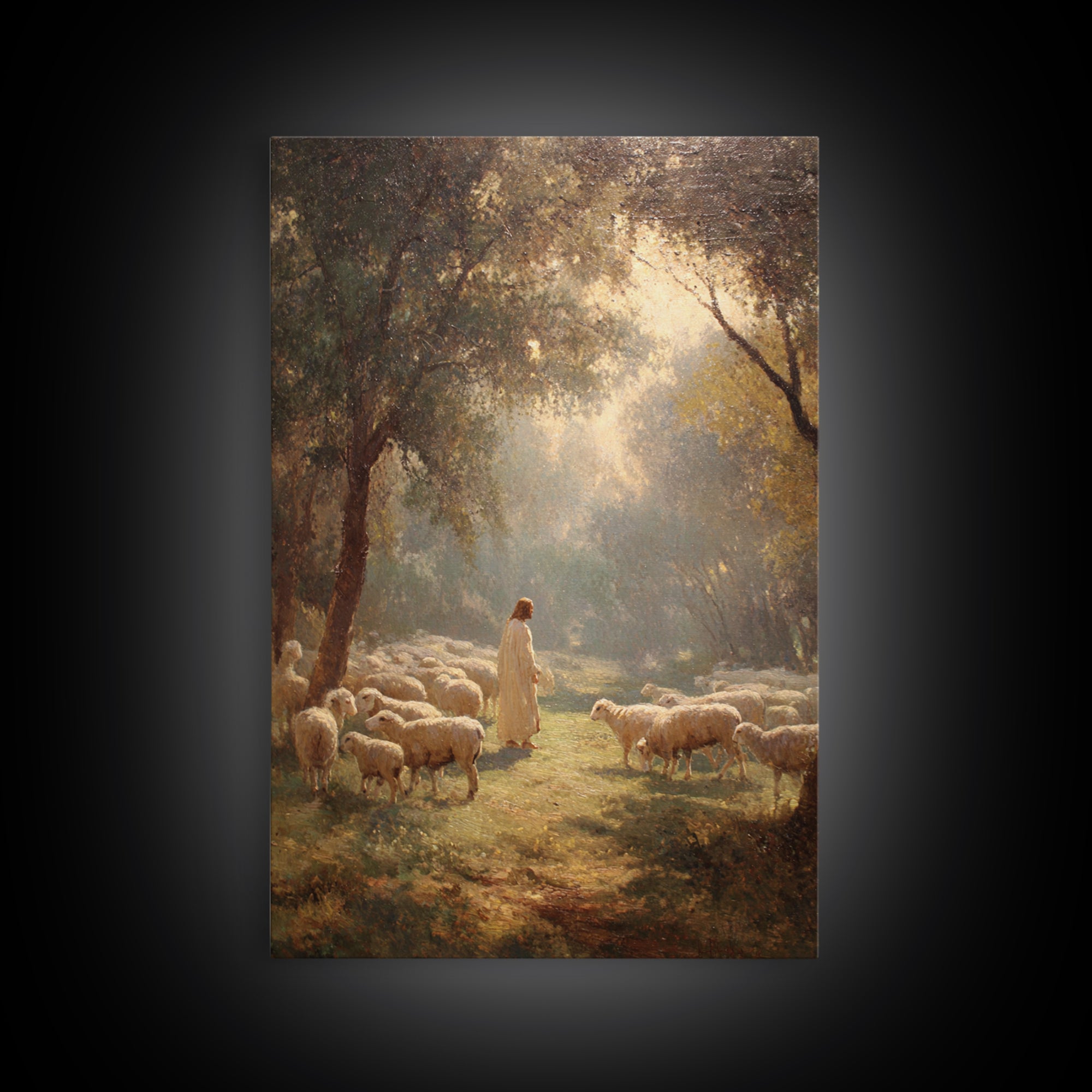 Shepherd’s Peace Meadow – Framed Canvas Print – Christian Wall Art – Jesus Painting – Christian Art Canvas – Christian Art Print – Large Ch