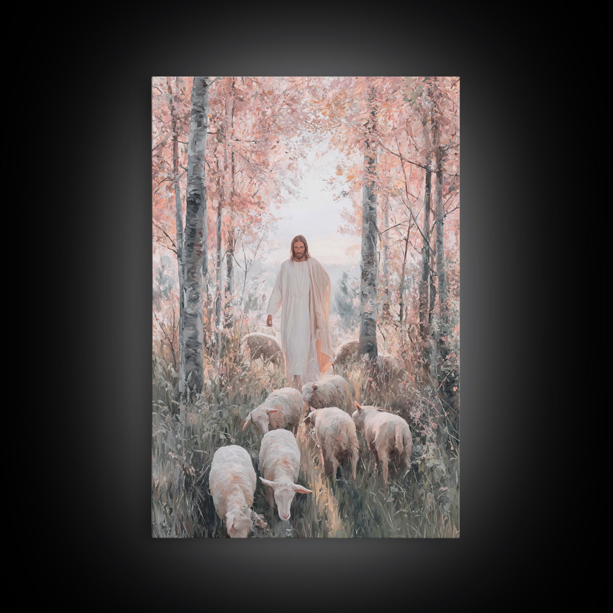 Autumn Grace Walk – Framed Canvas Print – Christian Art Canvas – Jesus Painting – Christian Wall Art – Christian Christmas Art – Modern Chr