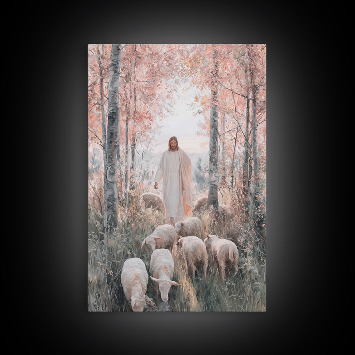 Autumn Grace Walk – Framed Canvas Print – Christian Art Canvas – Jesus Painting – Christian Wall Art – Christian Christmas Art – Modern Chr