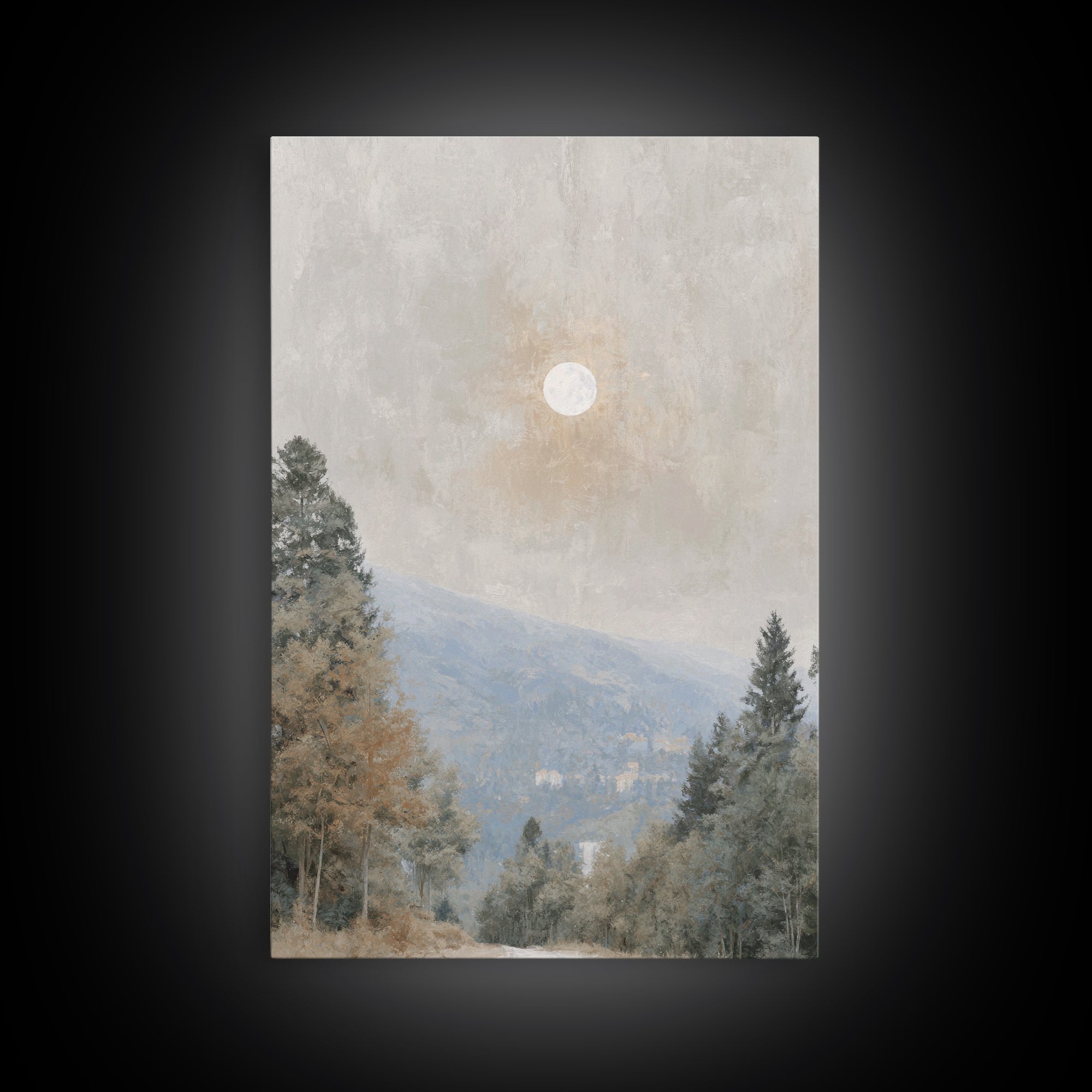 Moonlit Peace – Framed Canvas Print – Christian Art Canvas – Christian Wall Art – Moody Christian Art – Christmas Art – Christian Decoratio