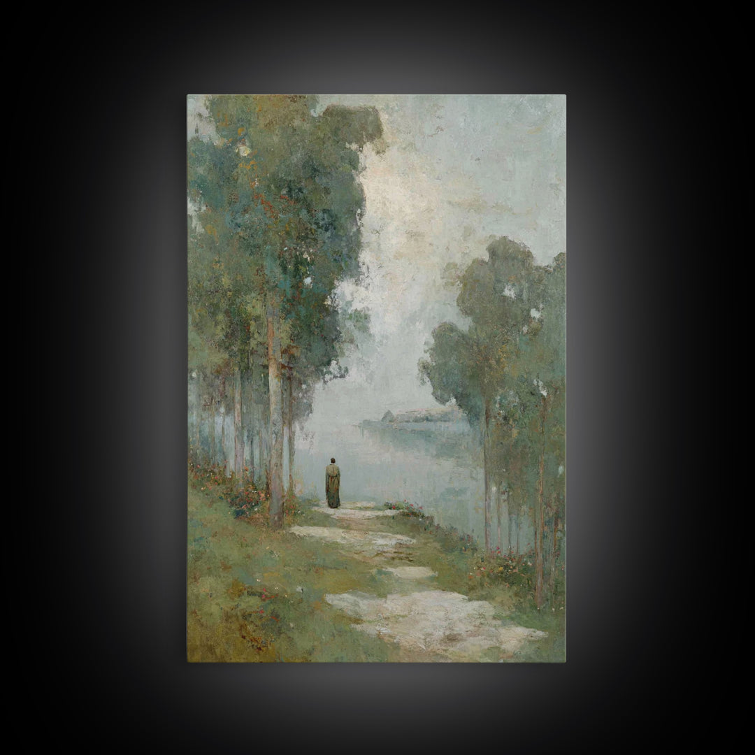 Quiet Pilgrim Way – Framed Canvas Print – Christian Art Canvas – Christian Wall Art – Vintage Christian Art – Christmas Wall Art – Christia