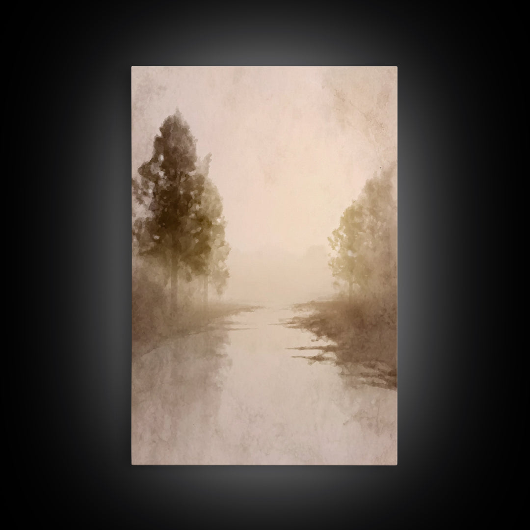 Misty River Hope – Framed Canvas Print – Christian Art Canvas – Christian Wall Art – Subtle Christian Art – Christmas Art – Christian Decor