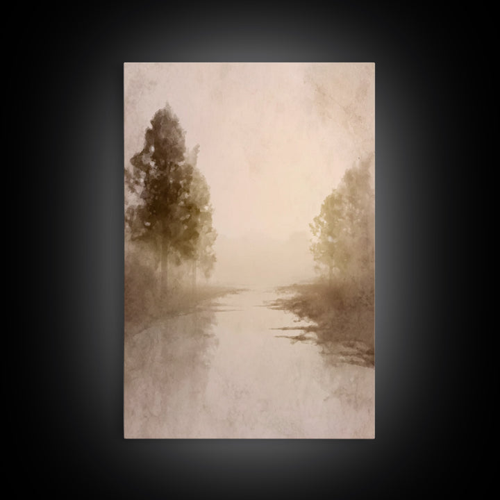 Misty River Hope – Framed Canvas Print – Christian Art Canvas – Christian Wall Art – Subtle Christian Art – Christmas Art – Christian Decor
