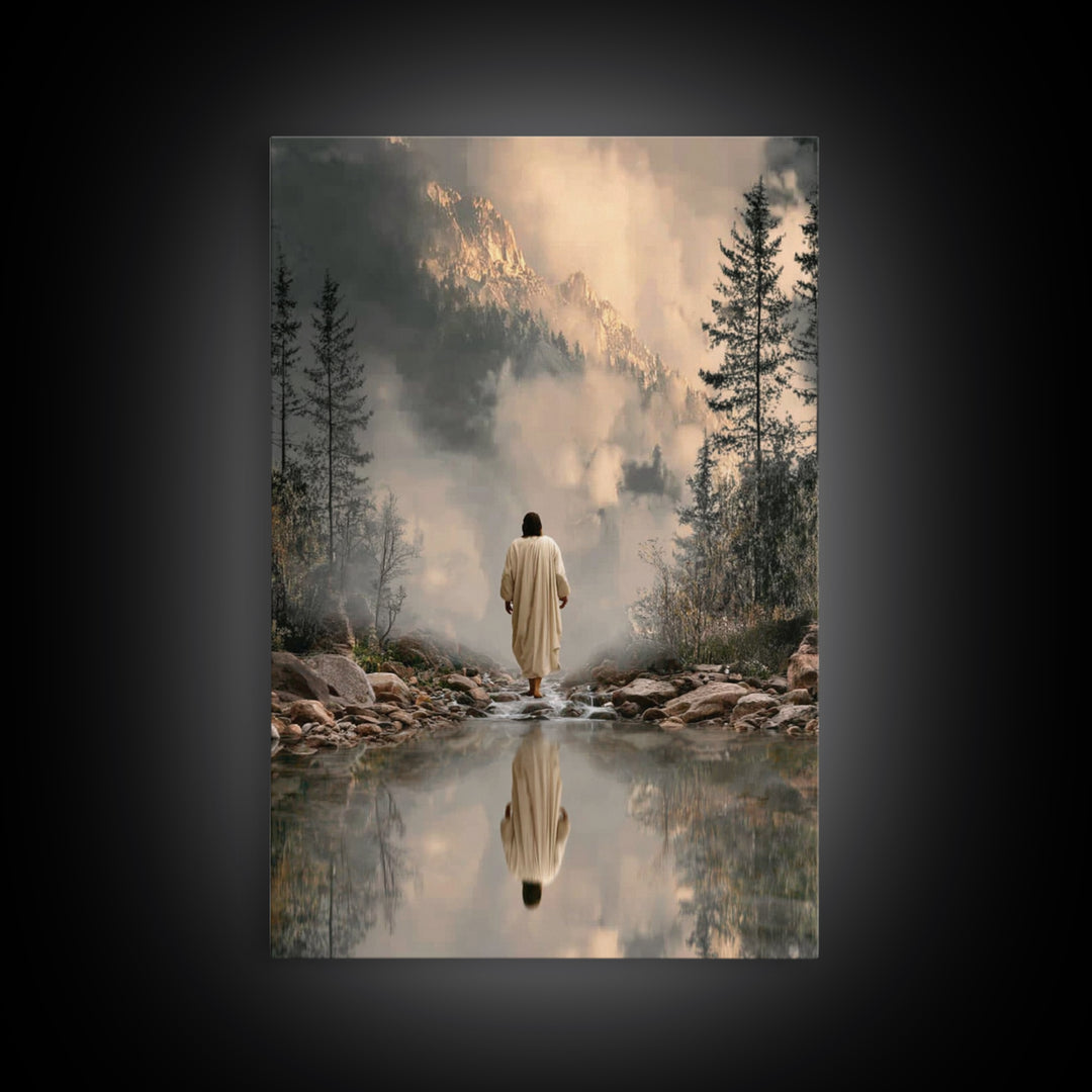 Mountain Refuge | Framed Canvas Print | Christian Art Canvas | Jesus Painting | Christian Decor For Home | Large Christian Art | Christmas