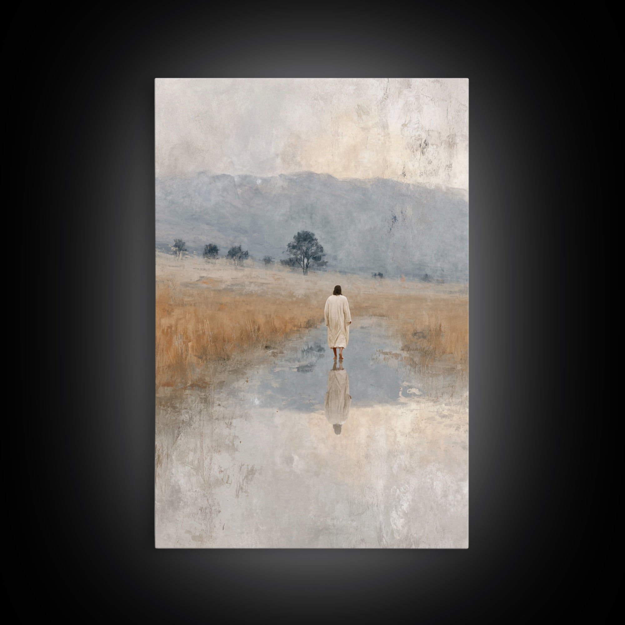 Sacred Plains | Framed Canvas Print | Christian Art Canvas | Large Jesus Painting | Christian Christmas Art | Christian Art Gift | Vintage