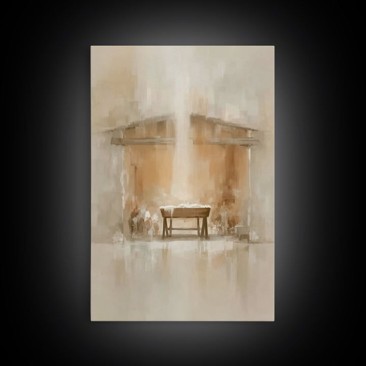 Holy Manger Light | Framed Canvas Print | Christian Art Canvas | Christmas Wall Art | Christian Christmas Art | Subtle Christian Art | Chri