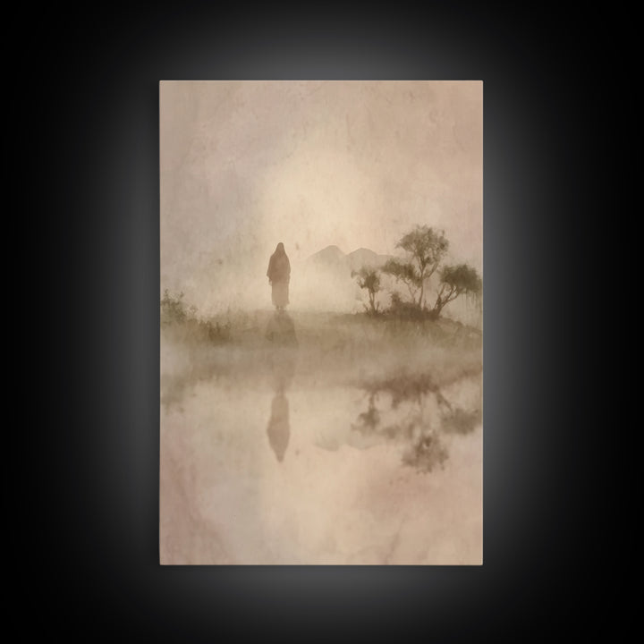 Desert Halo – Framed Canvas Print – Christian Art – Christian Wall Art – Jesus Painting – Christian Christmas Decorations – Modern Christia
