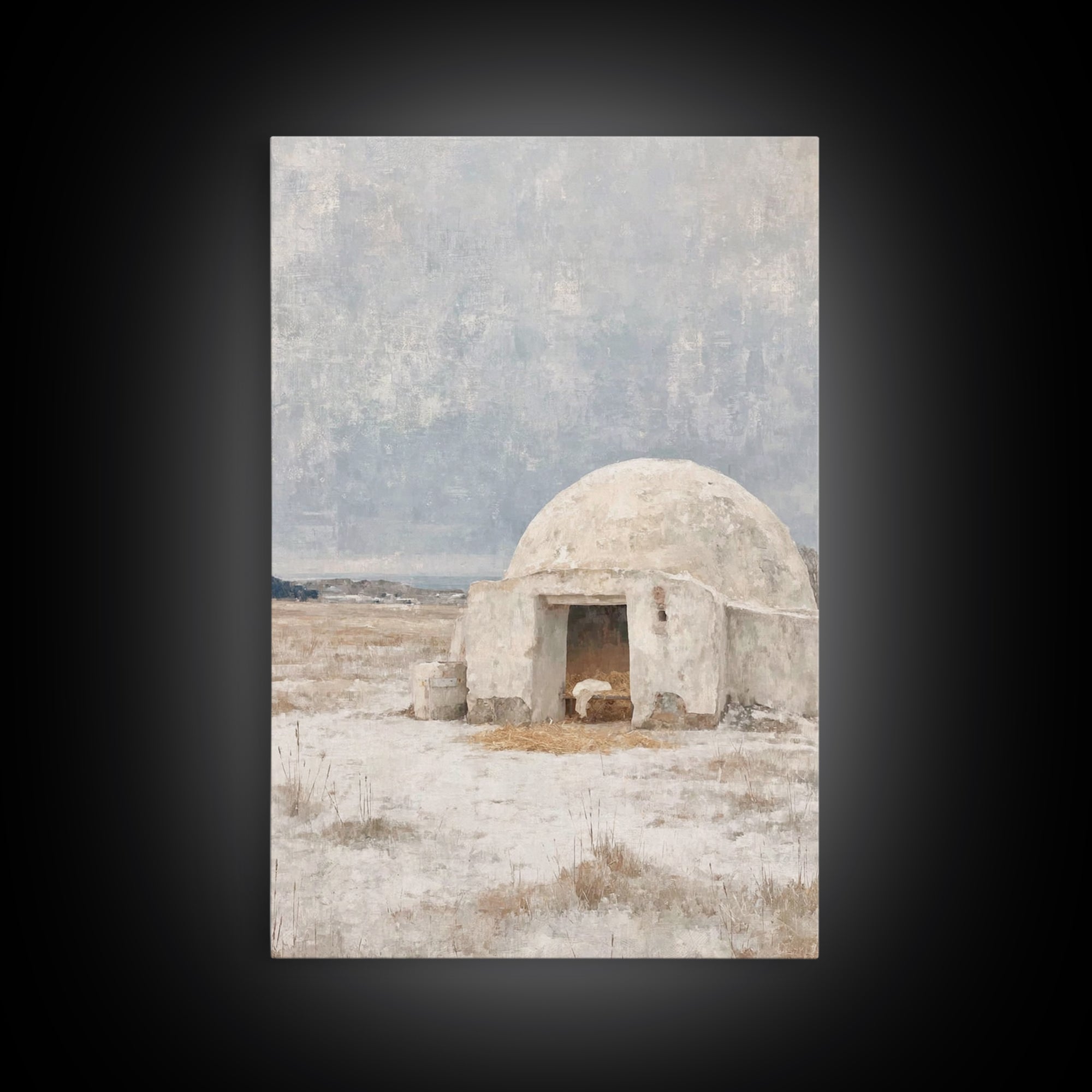 Humble Shelter Grace | Framed Canvas Print | Christian Art Canvas | Christmas Art Prints | Christian Wall Art | White Christmas Art | Chris