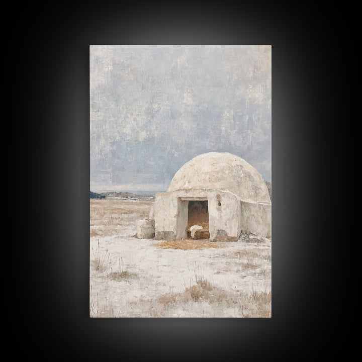 Humble Shelter Grace | Framed Canvas Print | Christian Art Canvas | Christmas Art Prints | Christian Wall Art | White Christmas Art | Chris