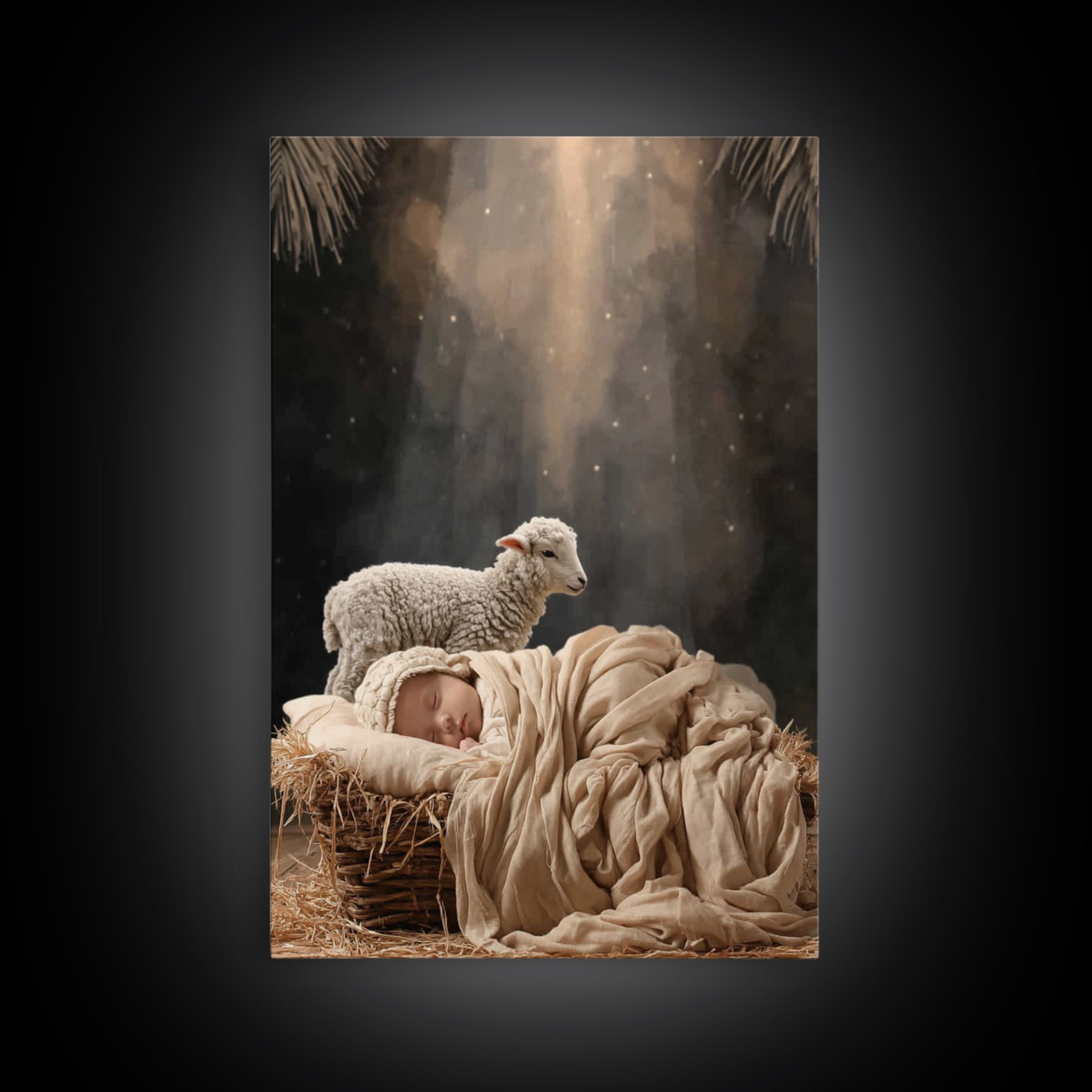 Heaven’s Little One, Framed Canvas Print, Jesus Christmas Art, Christian Art Canvas, Christian Decor For Home, Christian Art Painting, Chri