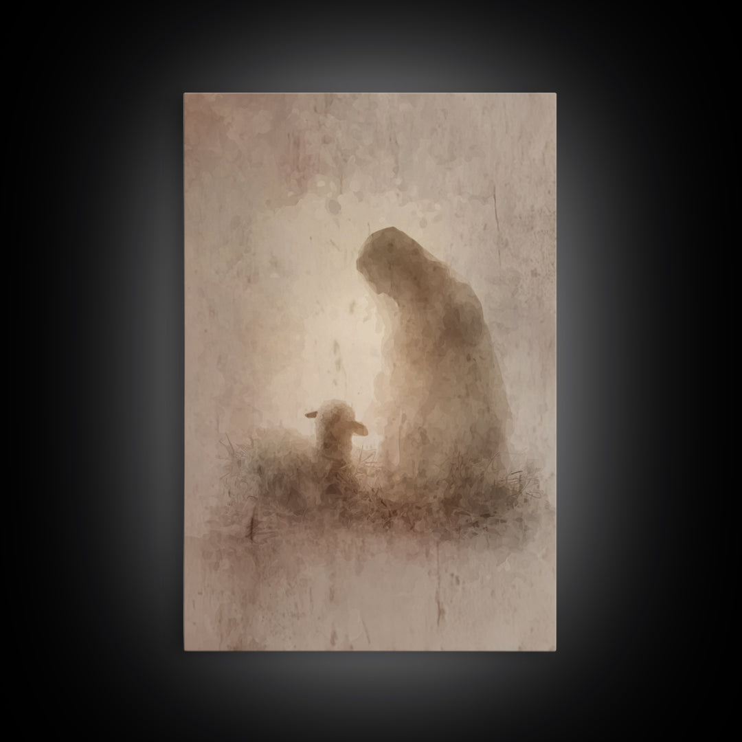 Holy Night Stillness | Framed Canvas Print | Christian Wall Art | Christmas Wall Art | Christian Christmas Art | Jesus Christmas Art | Chri