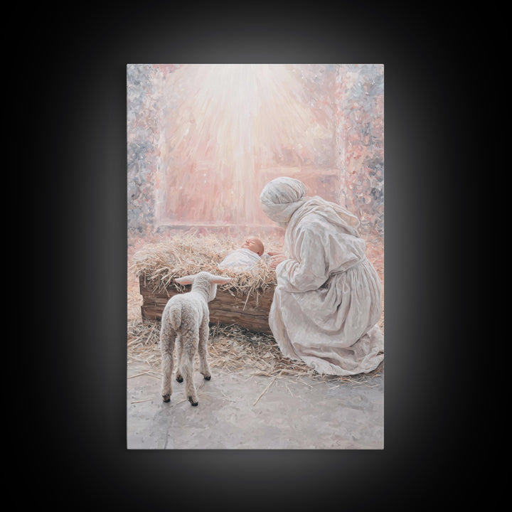 Mother’s Quiet Adoration – Framed Canvas Print – Christian Wall Art – Christmas Art Prints – Jesus Christmas Art – Christian Art Canvas – C
