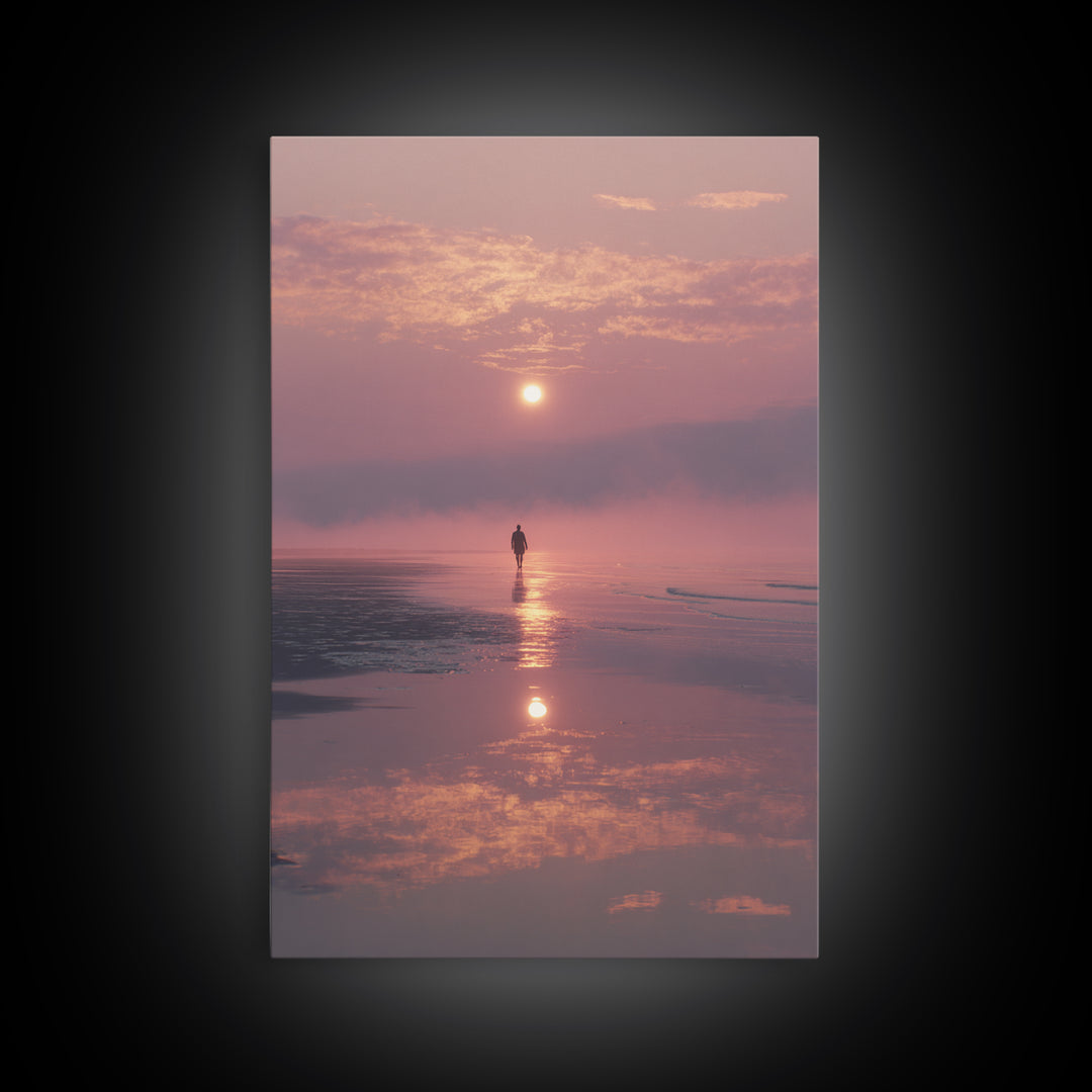 Dawn Walk Serenity – Framed Canvas Print – Christian Wall Art – Modern Christian Art – Christian Art Canvas – Christian Painting – Christia