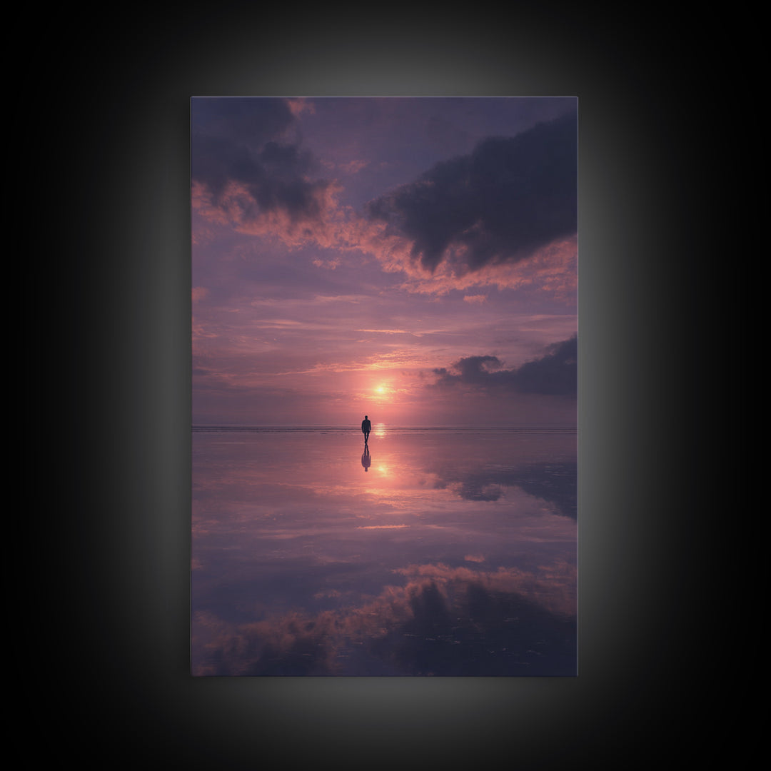 Twilight Solemn Journey, Framed Canvas Print, Christian Wall Art, Christian Art Canvas, Moody Christian Art, Christian Painting, Christian