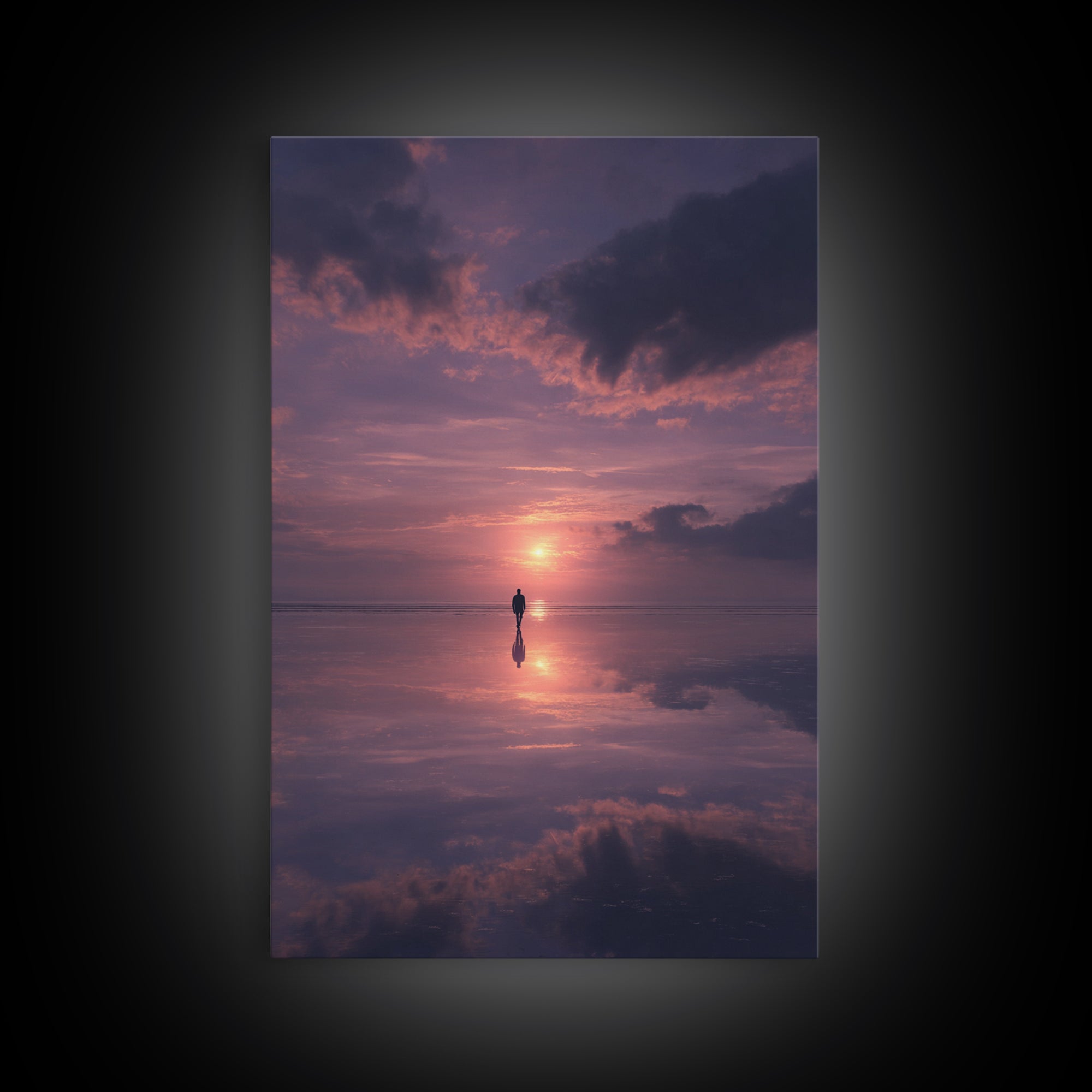 Twilight Solemn Journey, Framed Canvas Print, Christian Wall Art, Christian Art Canvas, Moody Christian Art, Christian Painting, Christian