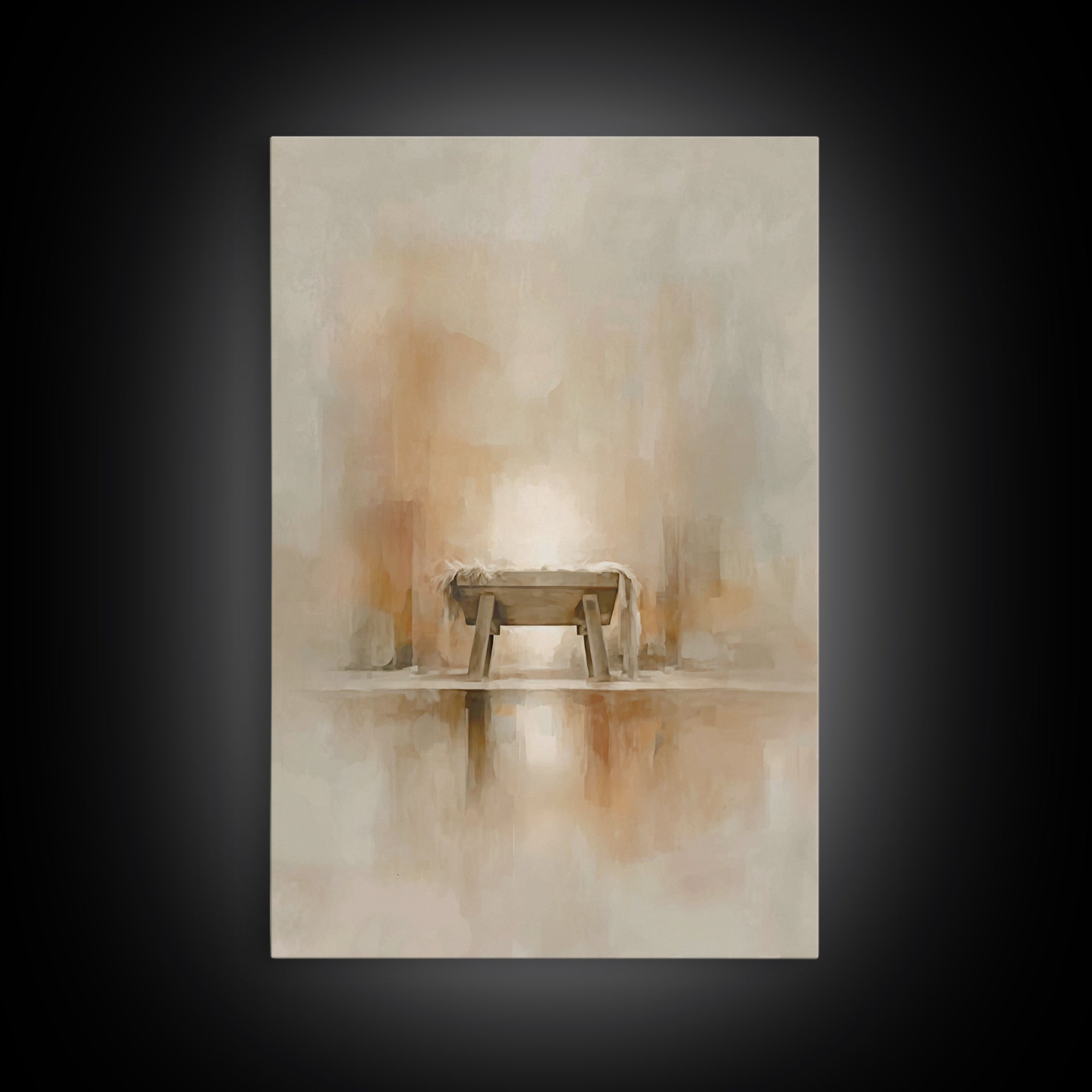 Humble Manger Light, Framed Canvas Print, Christmas Wall Art, Christian Christmas Art, Modern Christmas Art, Christmas Art Prints, Christia
