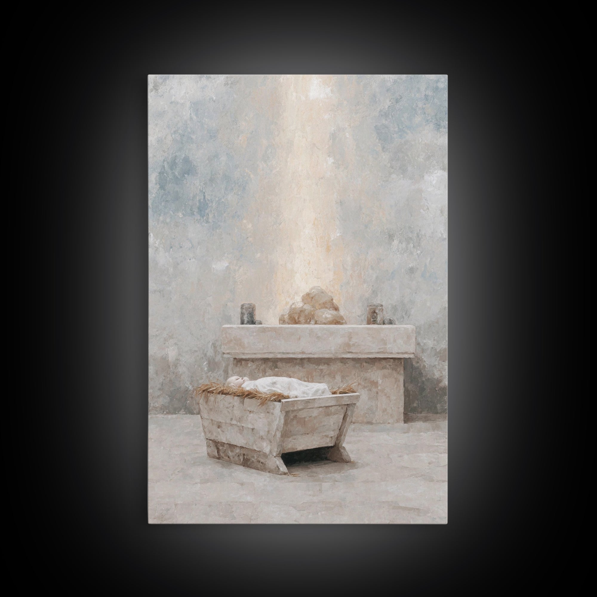 Silent Offering Stone – Framed Canvas Print – Christian Wall Art – Christian Art Canvas – Christmas Art Work – Subtle Christian Art – Chris