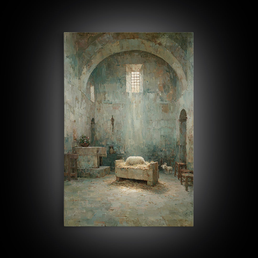 Sanctuary Manger Peace | Framed Canvas Print | Christian Wall Art | Vintage Christian Art | Christian Art Canvas | Christian Painting | Sub