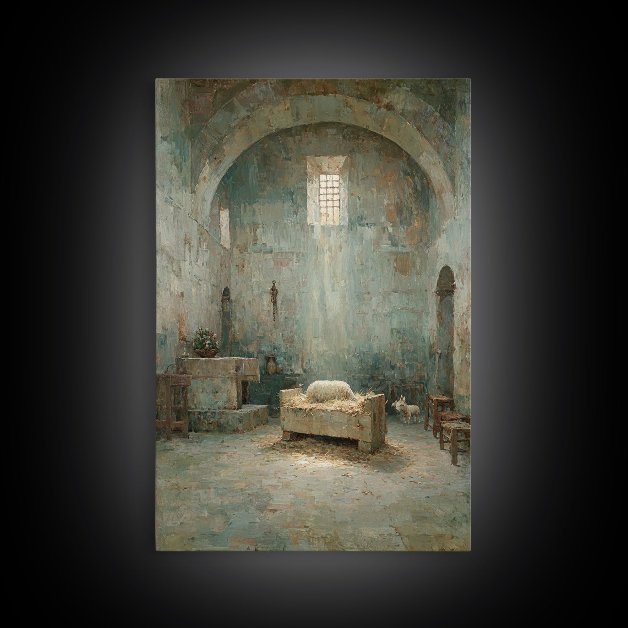 Sanctuary Manger Peace | Framed Canvas Print | Christian Wall Art | Vintage Christian Art | Christian Art Canvas | Christian Painting | Sub