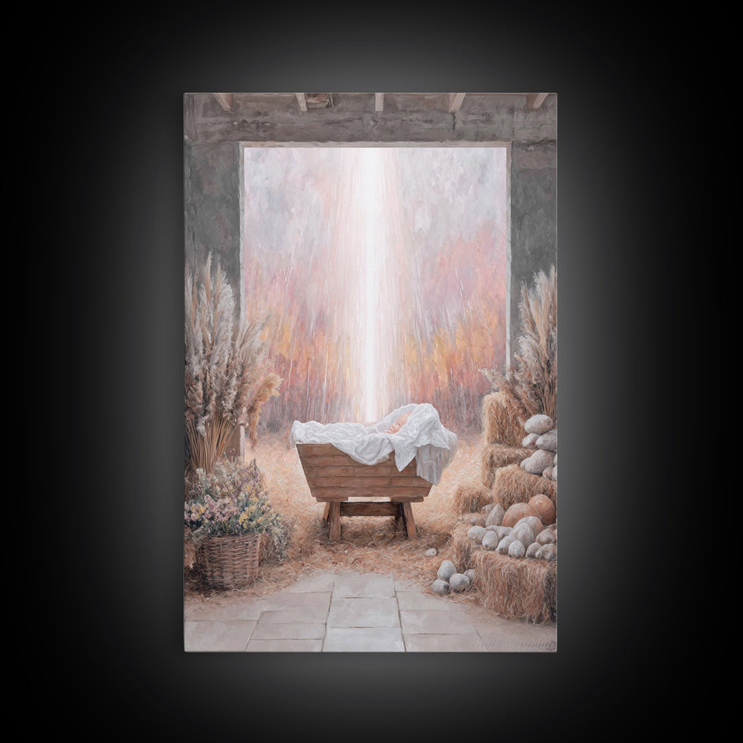Manger Of Peace | Framed Canvas Print | Christian Wall Art | Christian Art Canvas | Christmas Art Prints | Framed Christmas Art | Christian