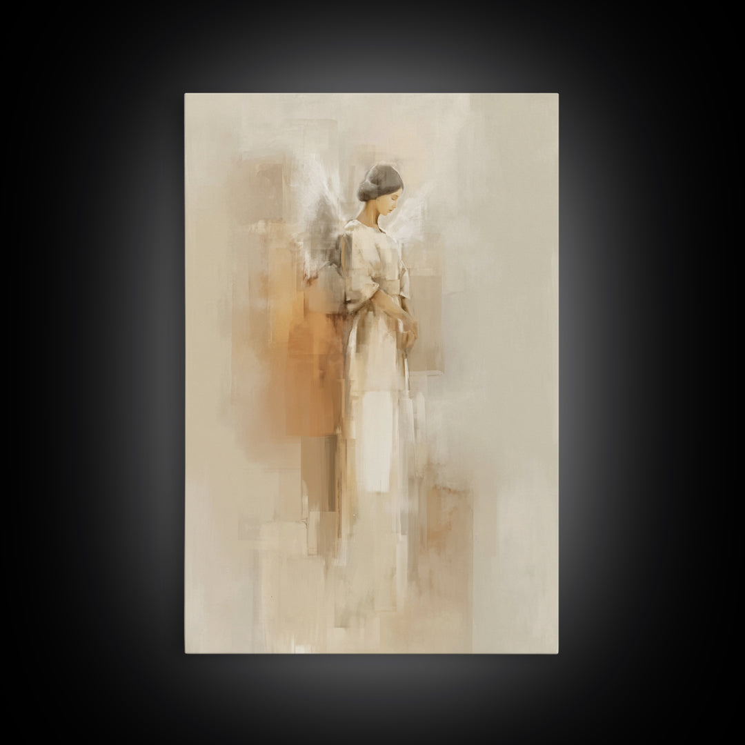 Silent Wings Blessing, Framed Canvas Print, Christian Wall Art, Christian Art Canvas, Christian Painting, Minimalist Christian Art, Christi