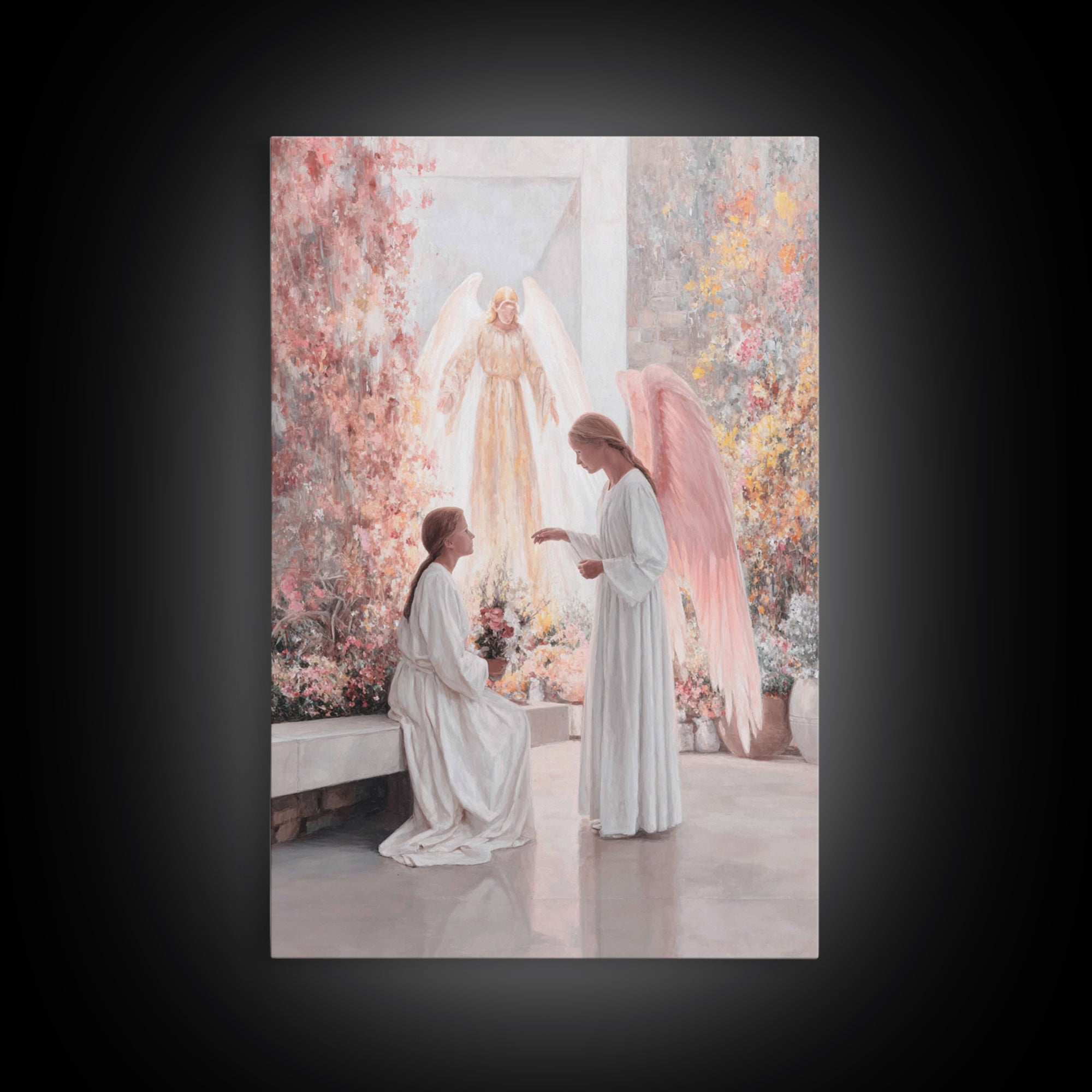 Gentle Angel Watch, Framed Canvas Print, Christian Wall Art, Christian Art Canvas, Christian Painting, Vintage Christian Art, Christian Dec